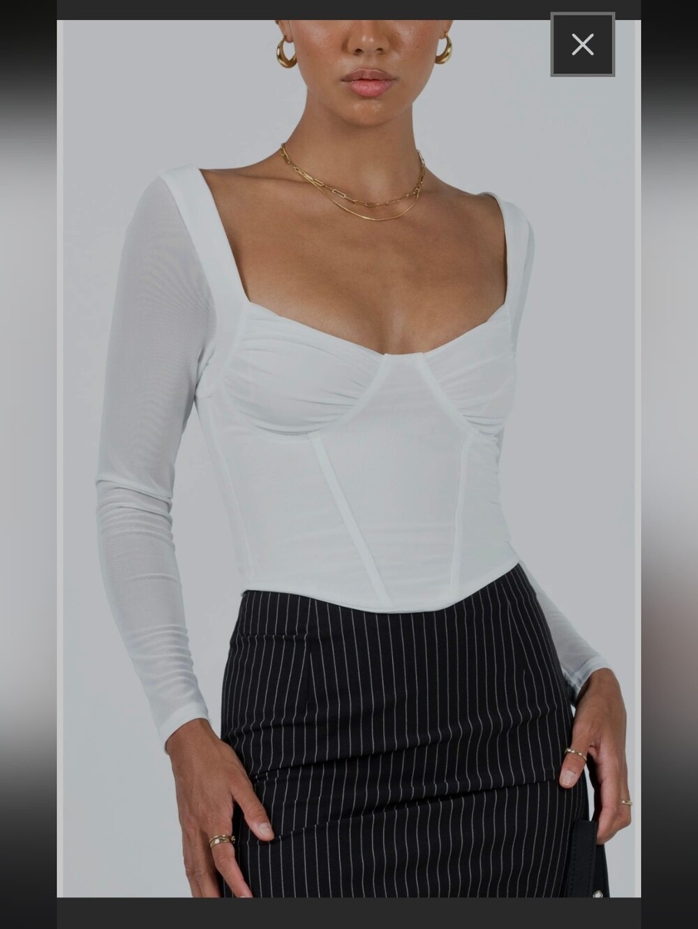 Bruna Long Sleeve Mesh Corset Top Princess Polly size 6 White long sleeve corset